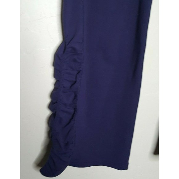Athleta Long Ruched Flared Yoga Pants Leggings Purple Size XS Appx 26" Waist - Picture 3 of 4